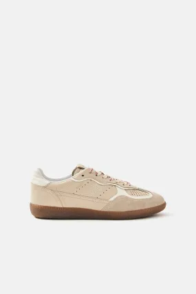 490 Rife Grain Cream Leather Sneakers - Cream