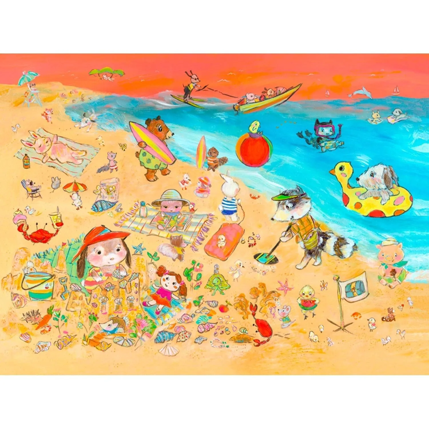 Animals On The Shore Canvas Wall Art