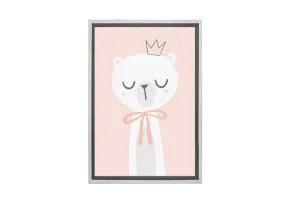 Bear with Crown Pink | Scandinavian Kid's Wall Art Print