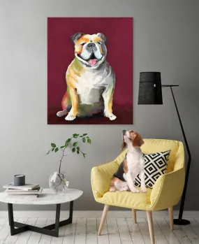 Best Friend - Bulldog On Maroon Canvas Wall Art