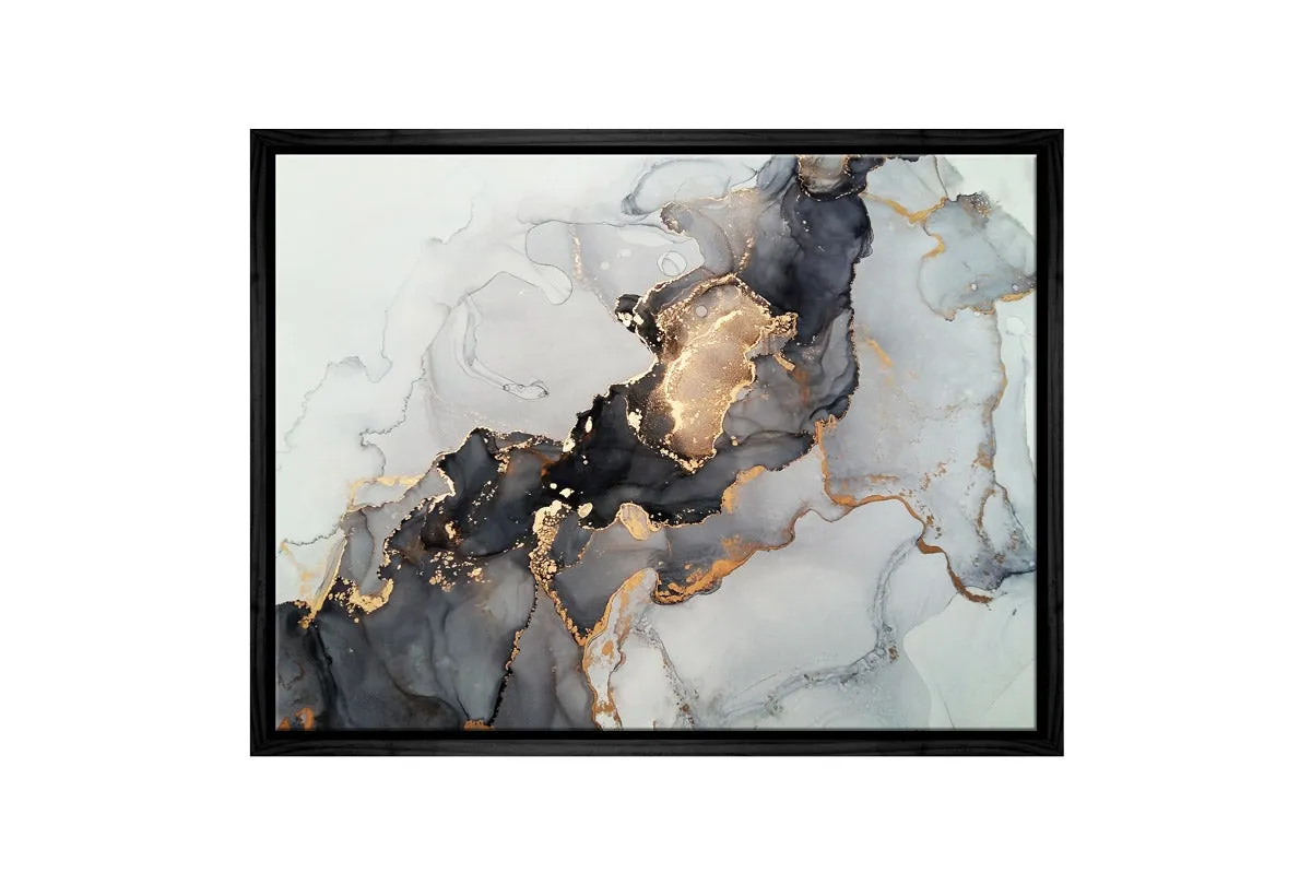 Black Gold Grey Abstract Art | Wall Art Print