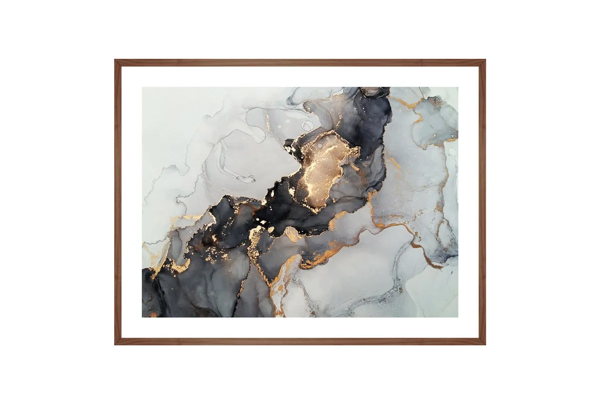 Black Gold Grey Abstract Art | Wall Art Print