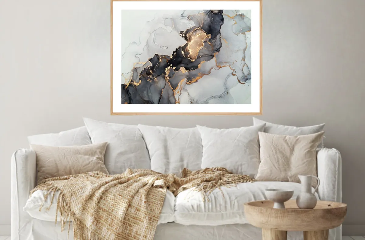 Black Gold Grey Abstract Art | Wall Art Print