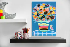 Bouquet Blue Parrot Canvas Wall Art