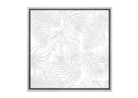 Grey Monstera & Palm leaves | Canvas Wall Art Print