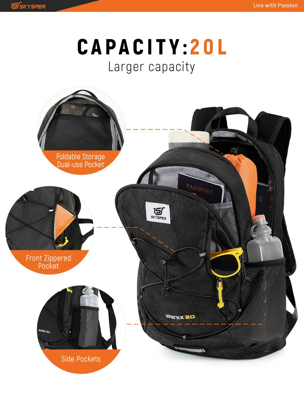 IMINIX20-SKYSPER 20L Lightweight Travel Packable Backpack