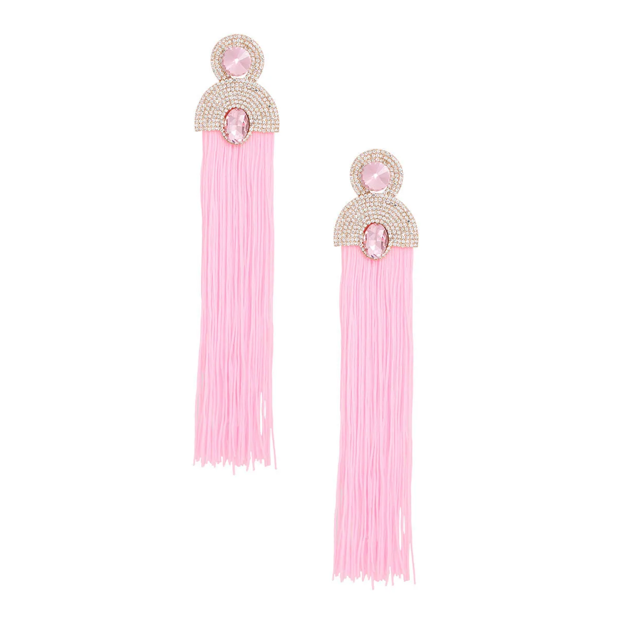 Long Tassel Earrings - Pink