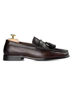 Tassel Moccasin Loafer - Dark Brown (Hand Painted Patina)