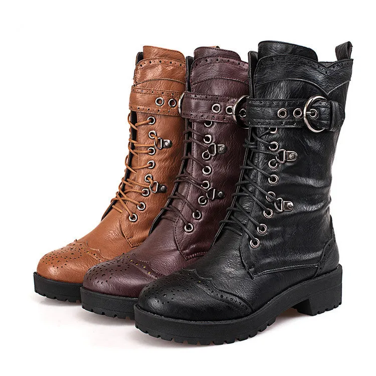 Toleet Martin brown Boots Women's Boots British Style Autumn and Winter New Thick Bottom Belt Buckle Short Boots